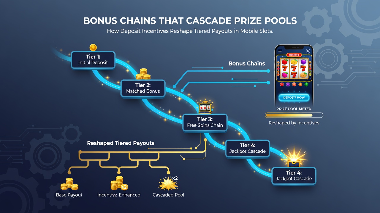 Bingo network dashboard displaying cascading prize pool growth linked to deposit bonus stages