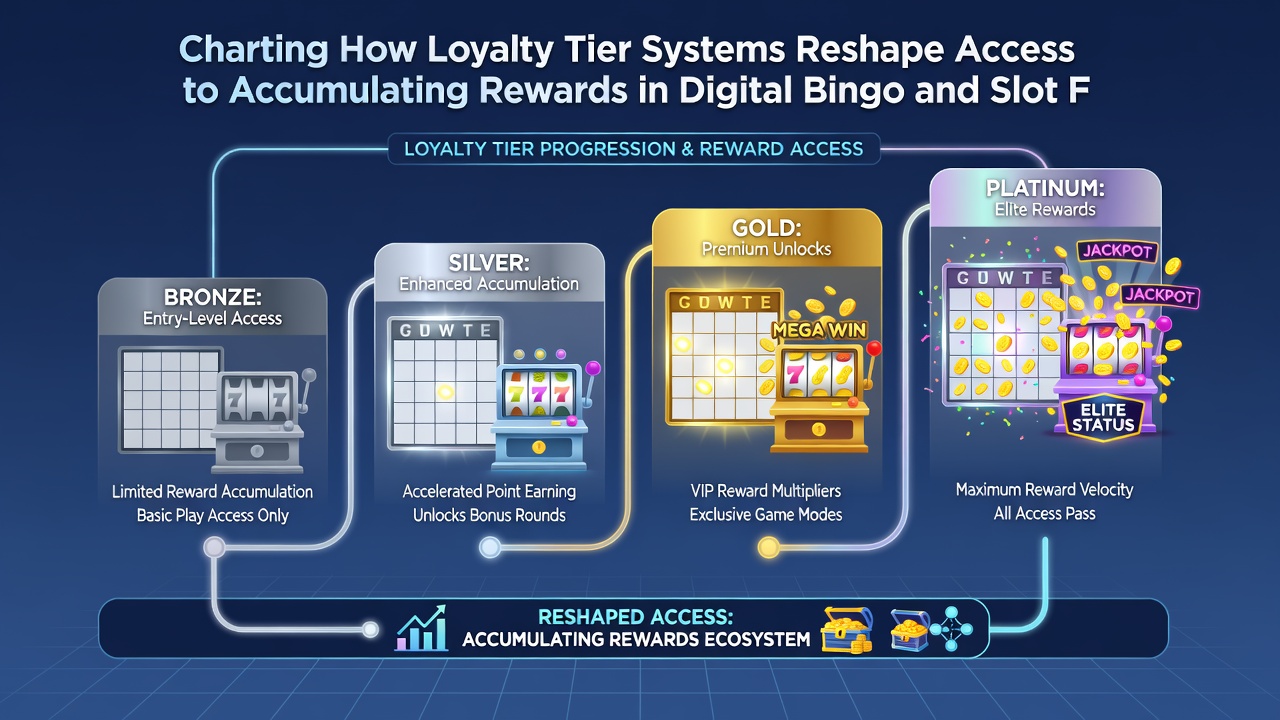 Infographic illustrating tier-based reward distribution across bingo and slot games