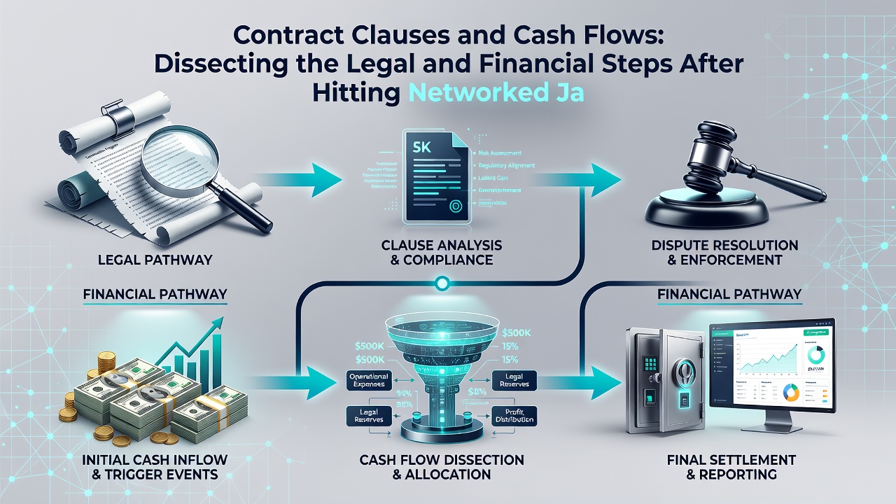 Diagram showing cash flow stages from jackpot confirmation through verification and final bank or wallet transfer