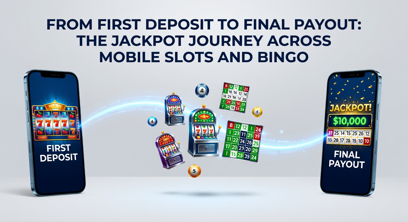 Player making first deposit on mobile device, screen showing slots and bingo options ready for jackpot action