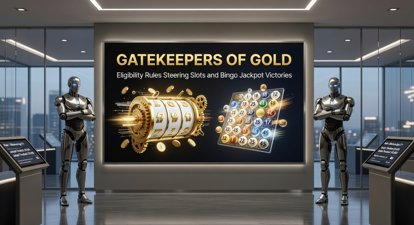 Illustration of diverse players approaching a vault door with eligibility checklists, representing the rules unlocking jackpot treasures