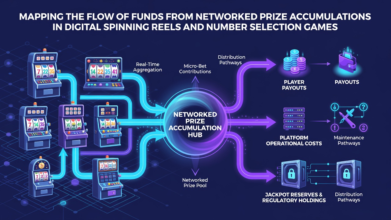 Flowchart illustrating verification steps and fund transfers from prize pools to player accounts in online gaming networks