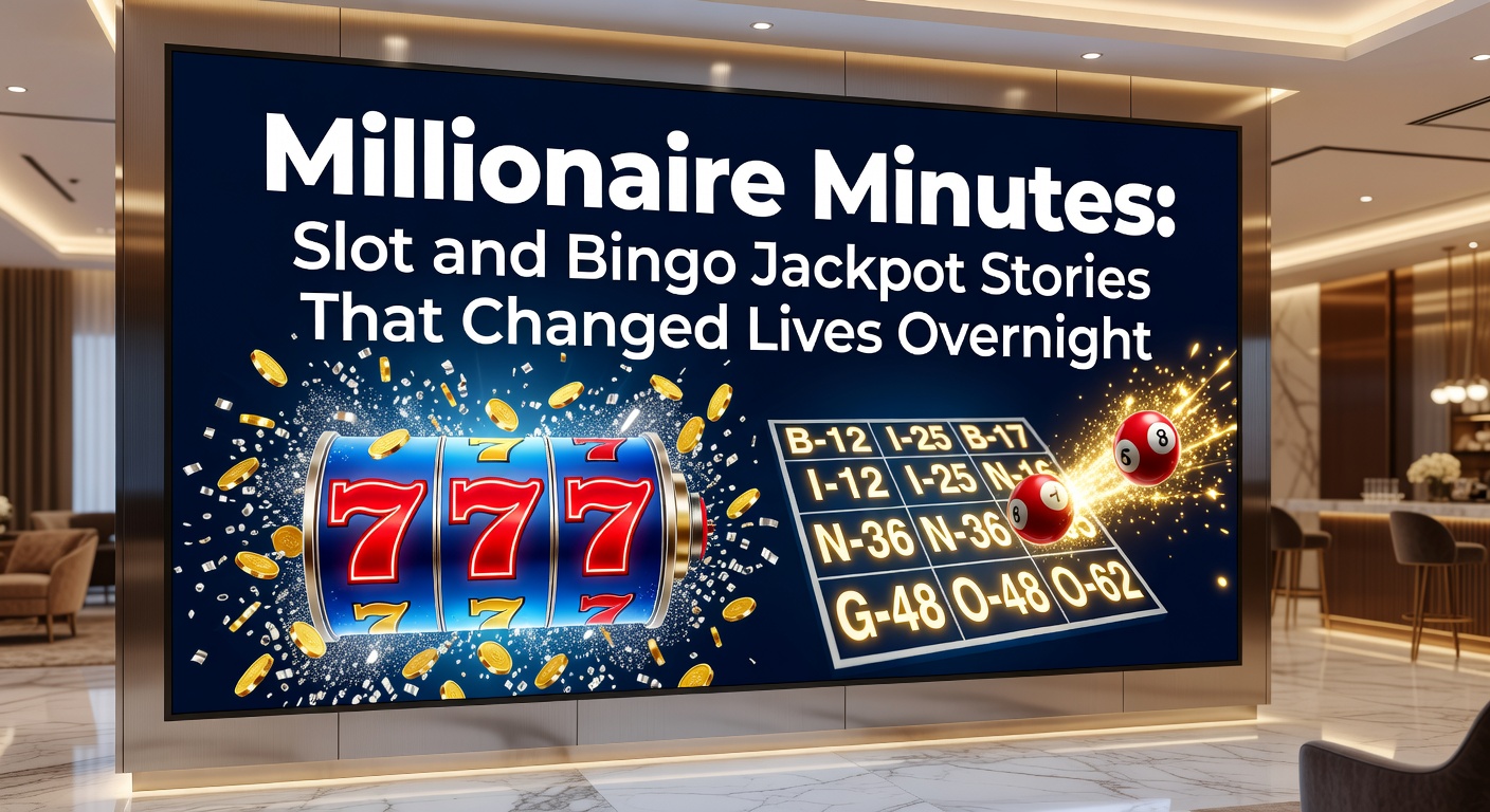 A jubilant player at a slot machine, lights flashing as the jackpot symbols align in a life-altering moment