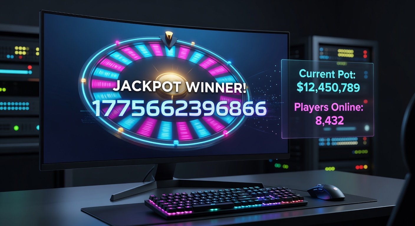 Vibrant digital jackpot counter climbing rapidly amid global network icons and spinning reels
