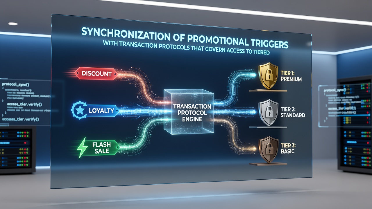 Flowchart illustrating transaction protocol steps linked to promotional triggers for accessing reward tiers