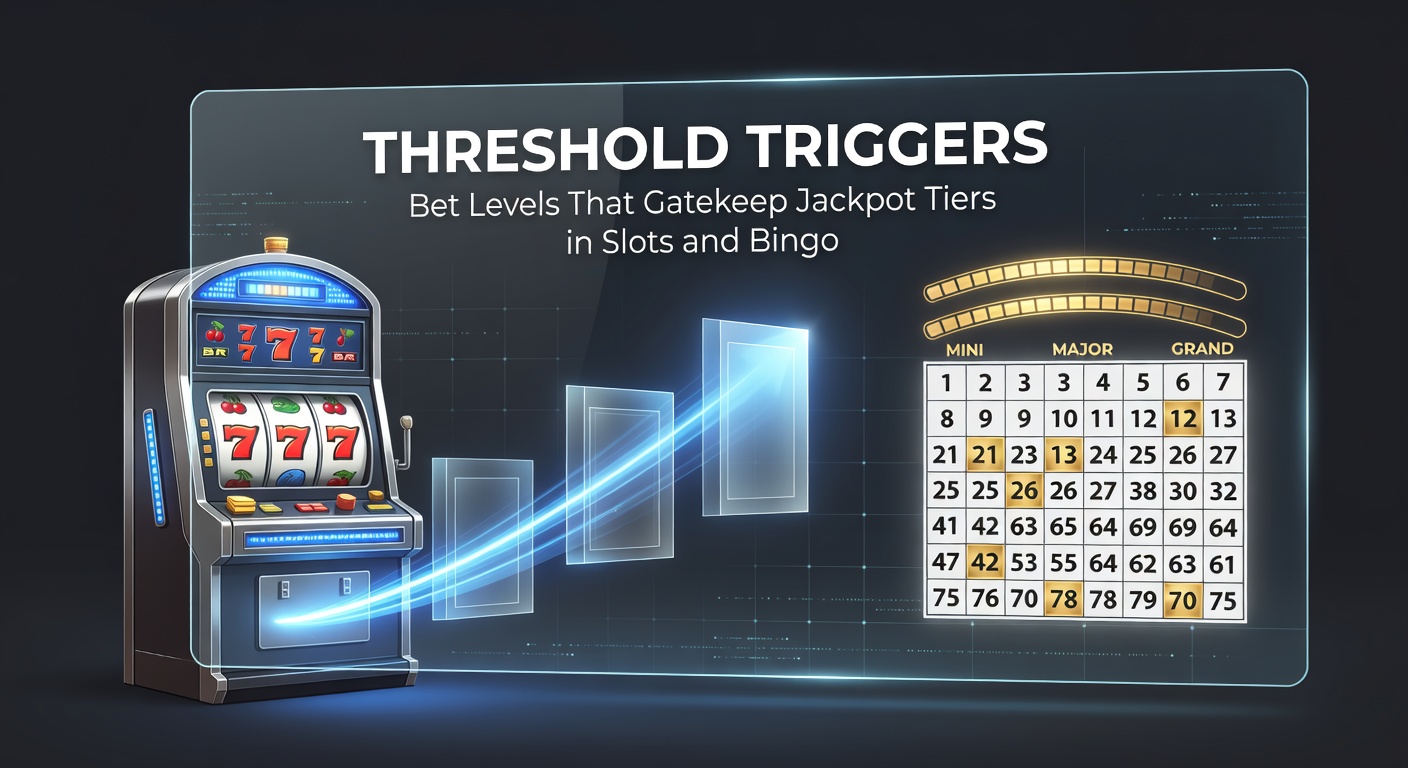 Colorful slot machine reels spinning with jackpot tiers highlighted by glowing bet level indicators, showing escalating prize pots locked behind minimum wager requirements