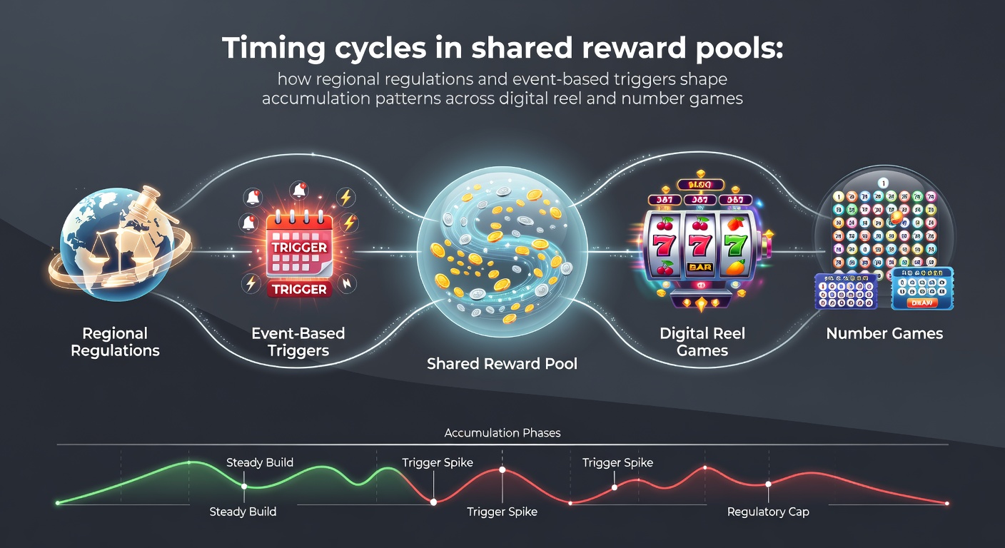 Diagram showing timing cycles and accumulation patterns in shared reward pools for digital games