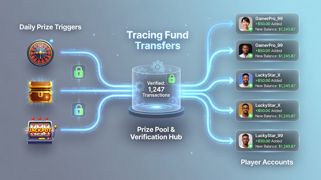 Diagram showing secure payment gateway connections between gaming platforms and player accounts
